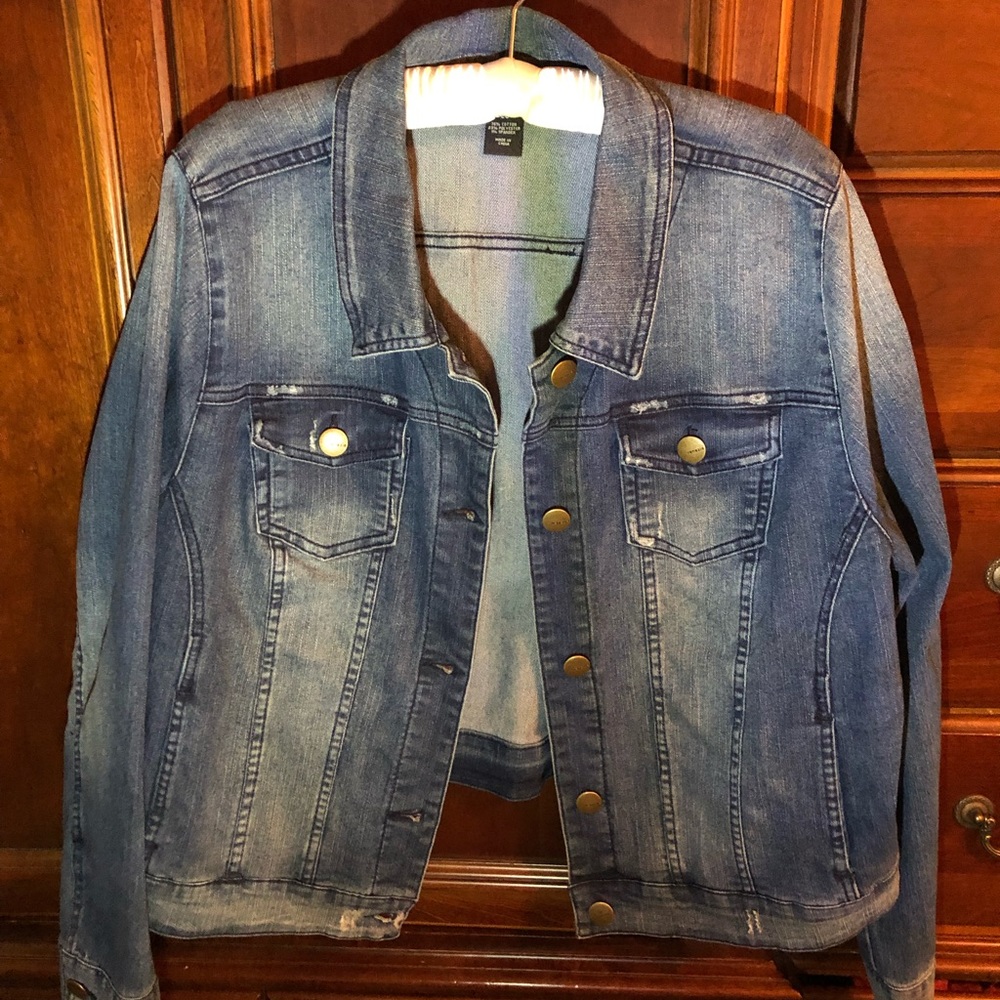 Worn Once! Lightly Distressed Denim Jacket